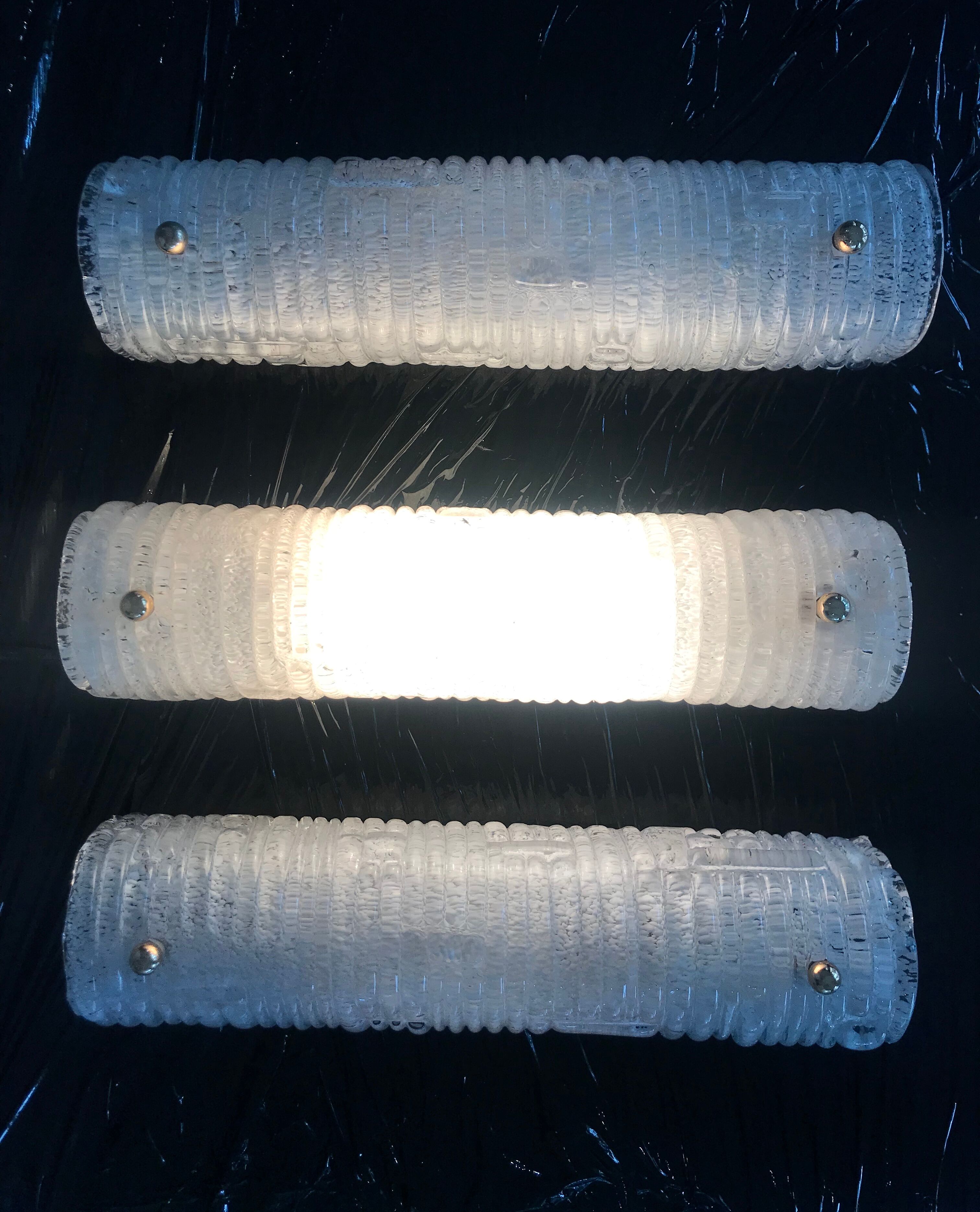 Set of three Barovier murano glass wall sconces