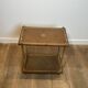 Double Tray Leather Sofa Table in Golden Tawny with Small Iron Details. Brass