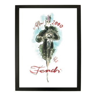 Drawing by karl lagerfeld for fendi