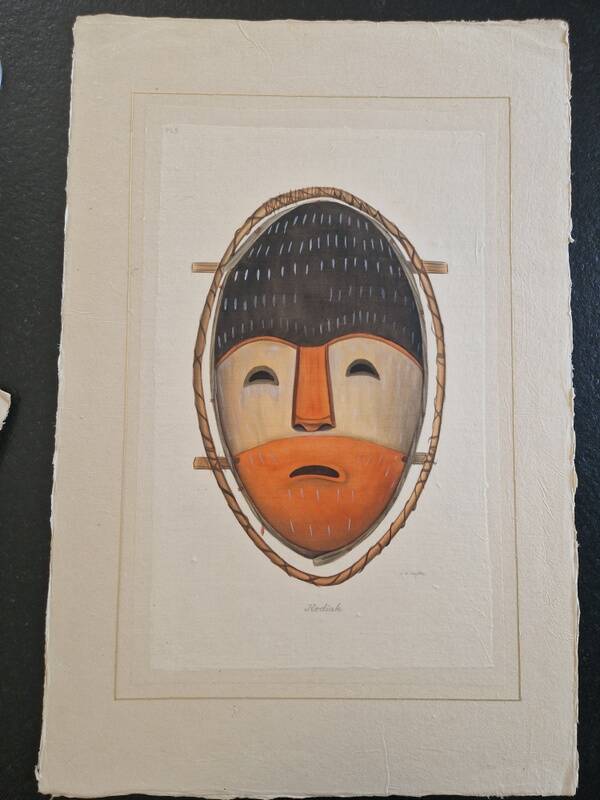 La Roche Laffitte (Born in 1943) - Watercolour drawing on silk - Mask