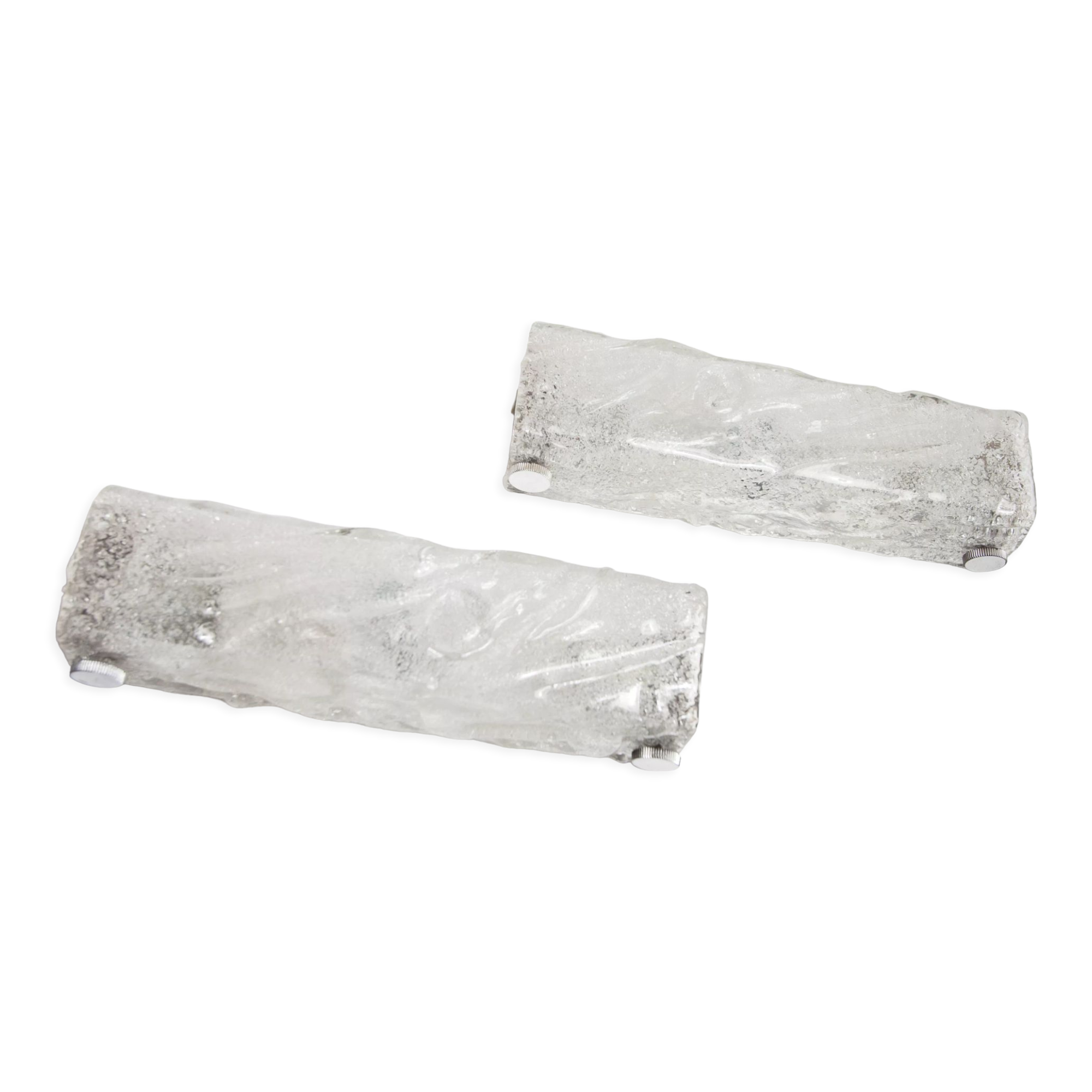 Pair of wall lights in opaque corrugated bubble glass 1970