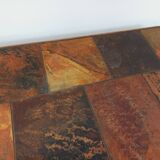 Vintage Brutalist Stone and Oak Coffee Table from the 70s 80s