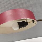 Table lamp in aubergine coloured metal, brass bend and teak wood 1960-70s