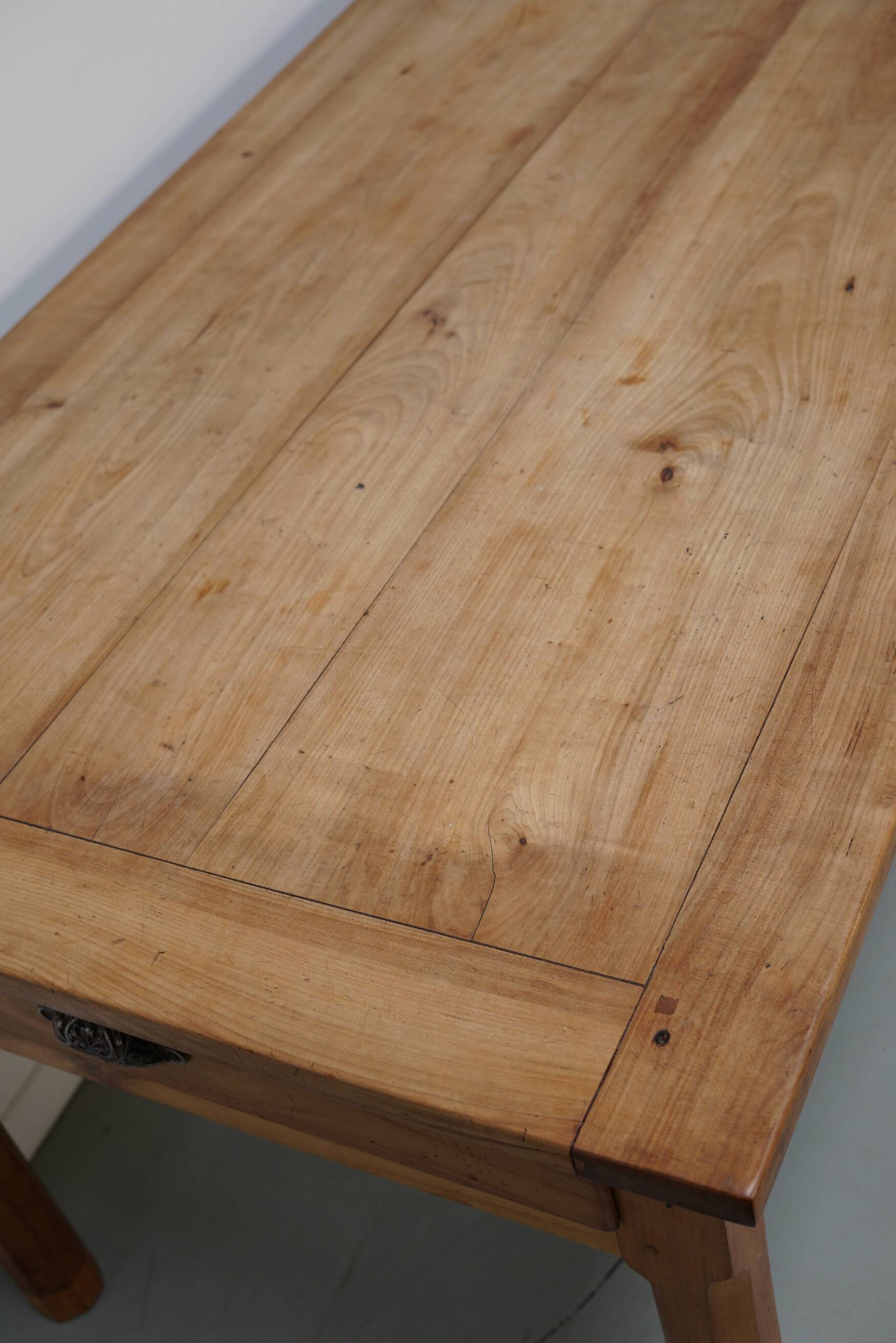 Antique Cherry French Farmhouse Dining Table, 19th Century