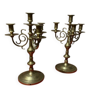 Paire de chandeliers - laiton