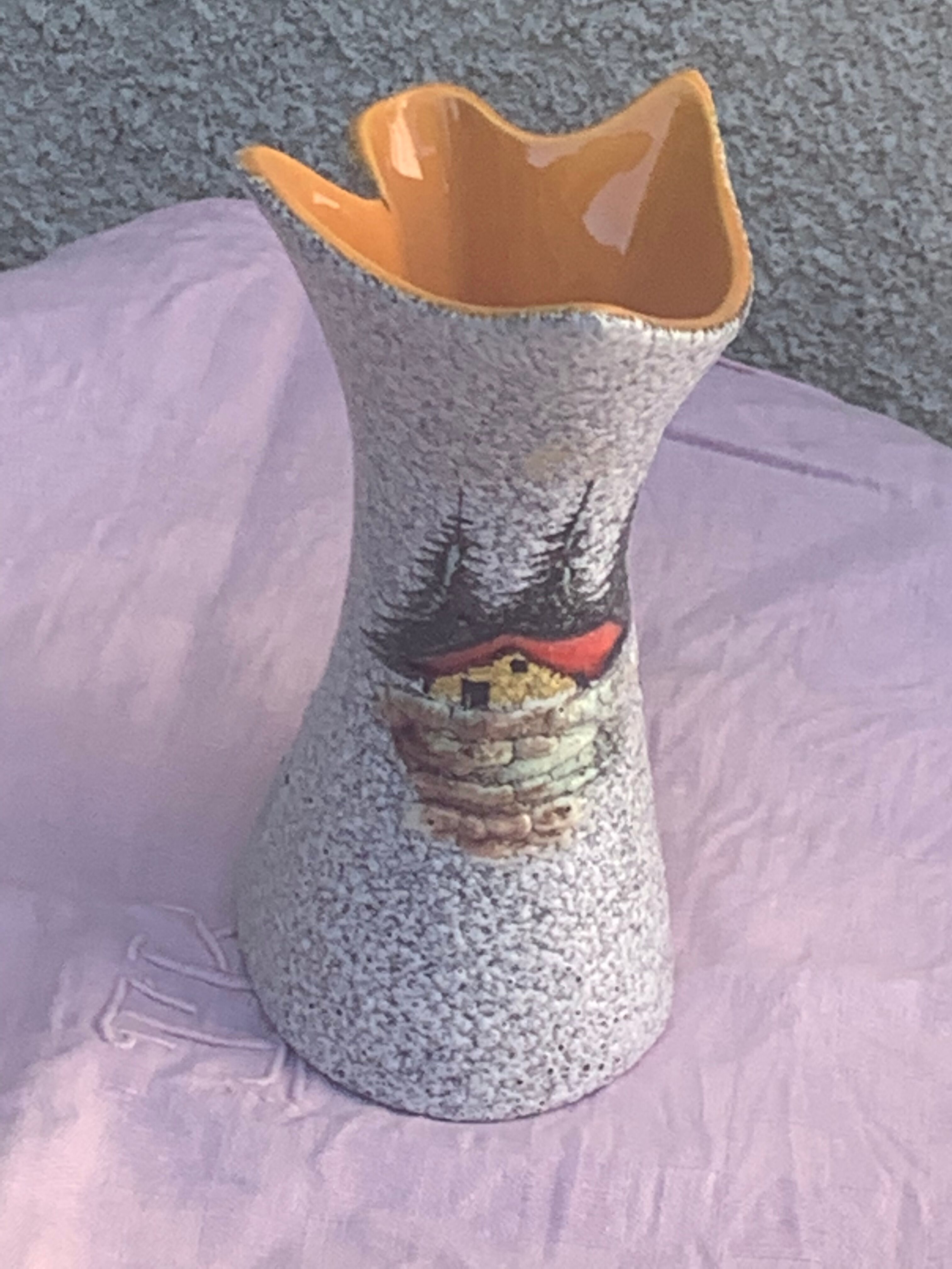 Vase tess in glazed ceramic pattern vintage and collector mountain chalet
