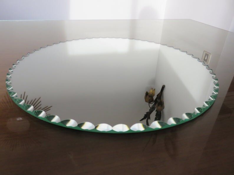 Mirror round bevelled art deco 4050s 30cm