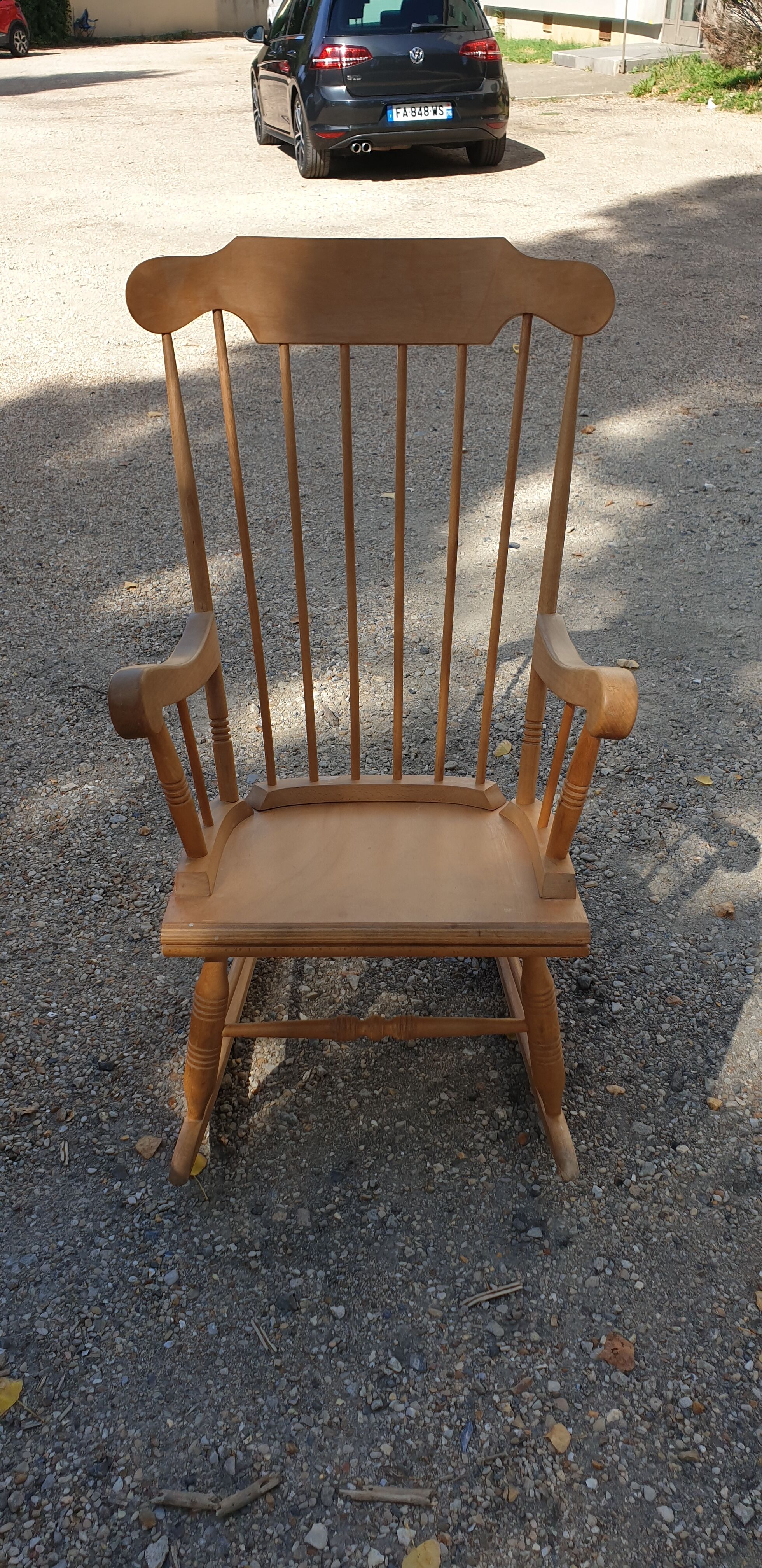 Classic rocking chair in wood multiplie sixties seventies