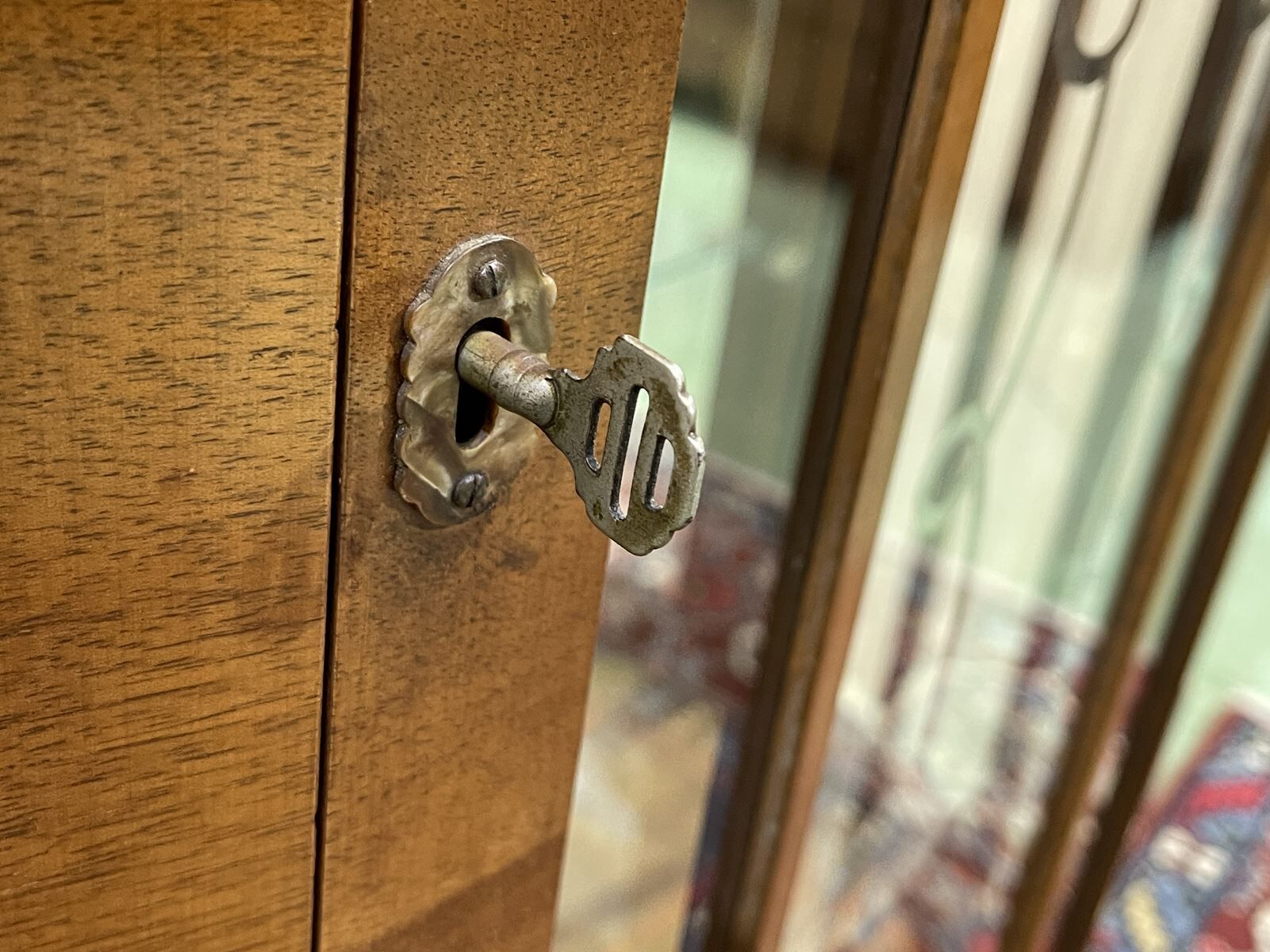 English walnut showcase from the 1930s