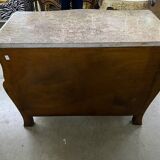 Louis XV style tomb chest of drawers in marquetry and marble