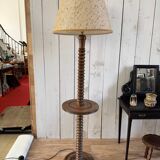 Turned wooden floor lamp