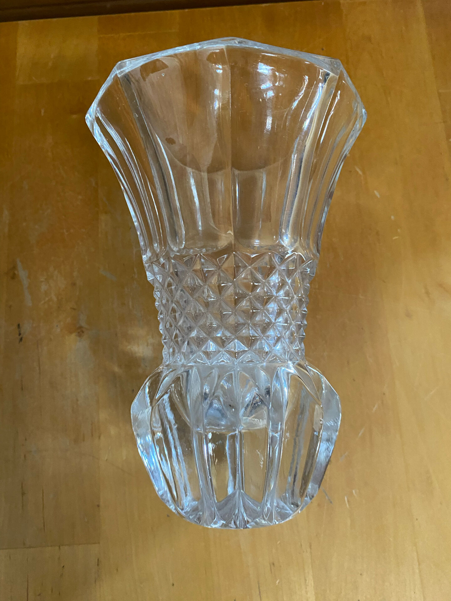 Antique vase val saint lambert model baden diamond cut crystal vintage