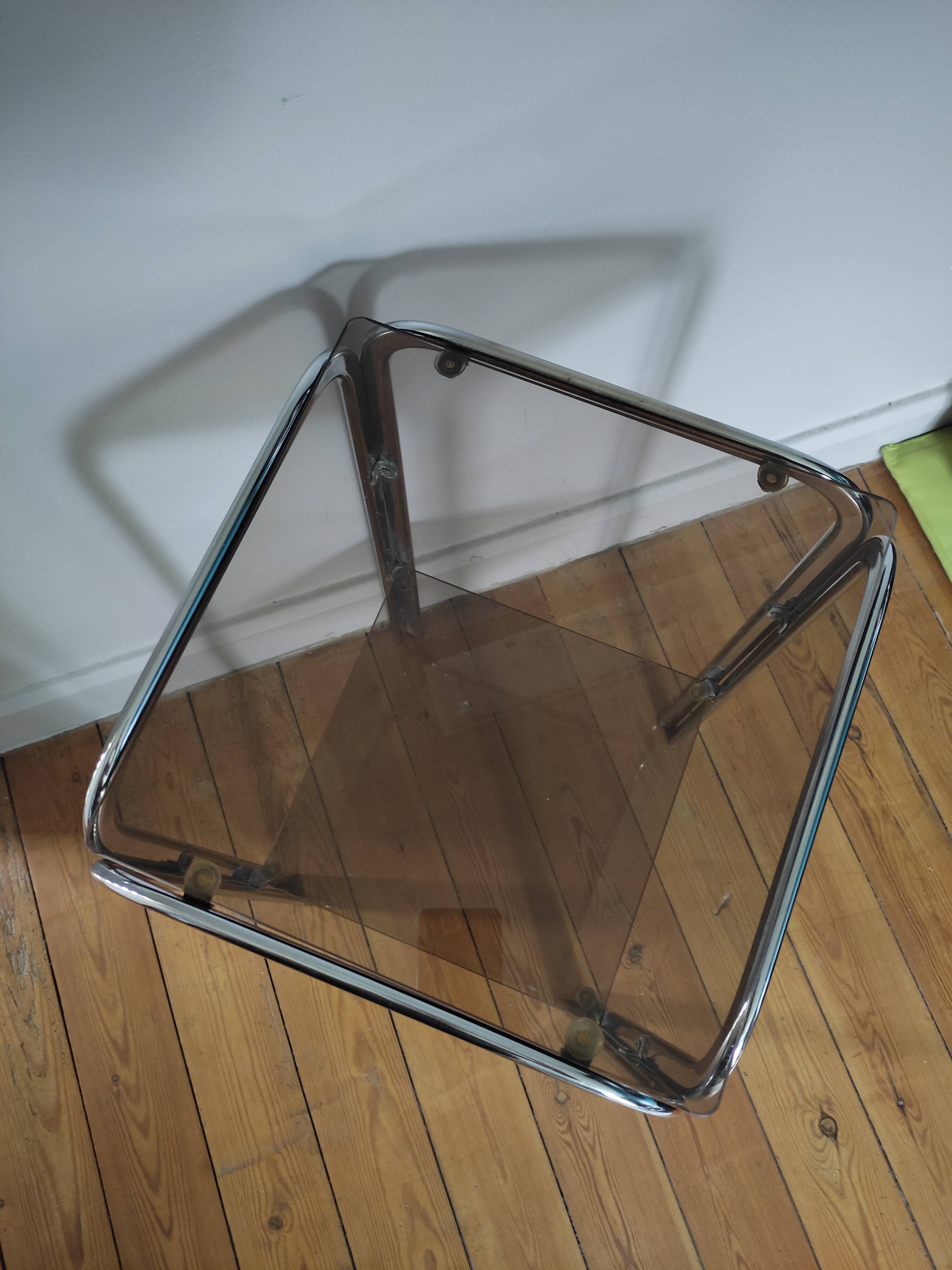 Vintage metal and glass console