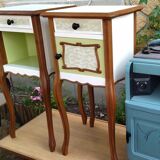 Pair of high wooden bedside tables