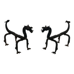 Paire de chenets aux - dragons