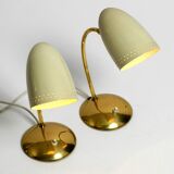 Pair of beautiful German Mid Century Modern brass table lamps with metal sh