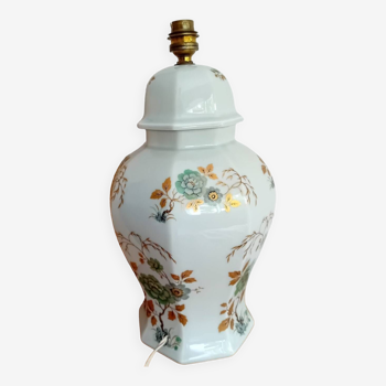 Lampe motif fleuri porcelaine de France