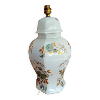 Lampe motif fleuri porcelaine de France