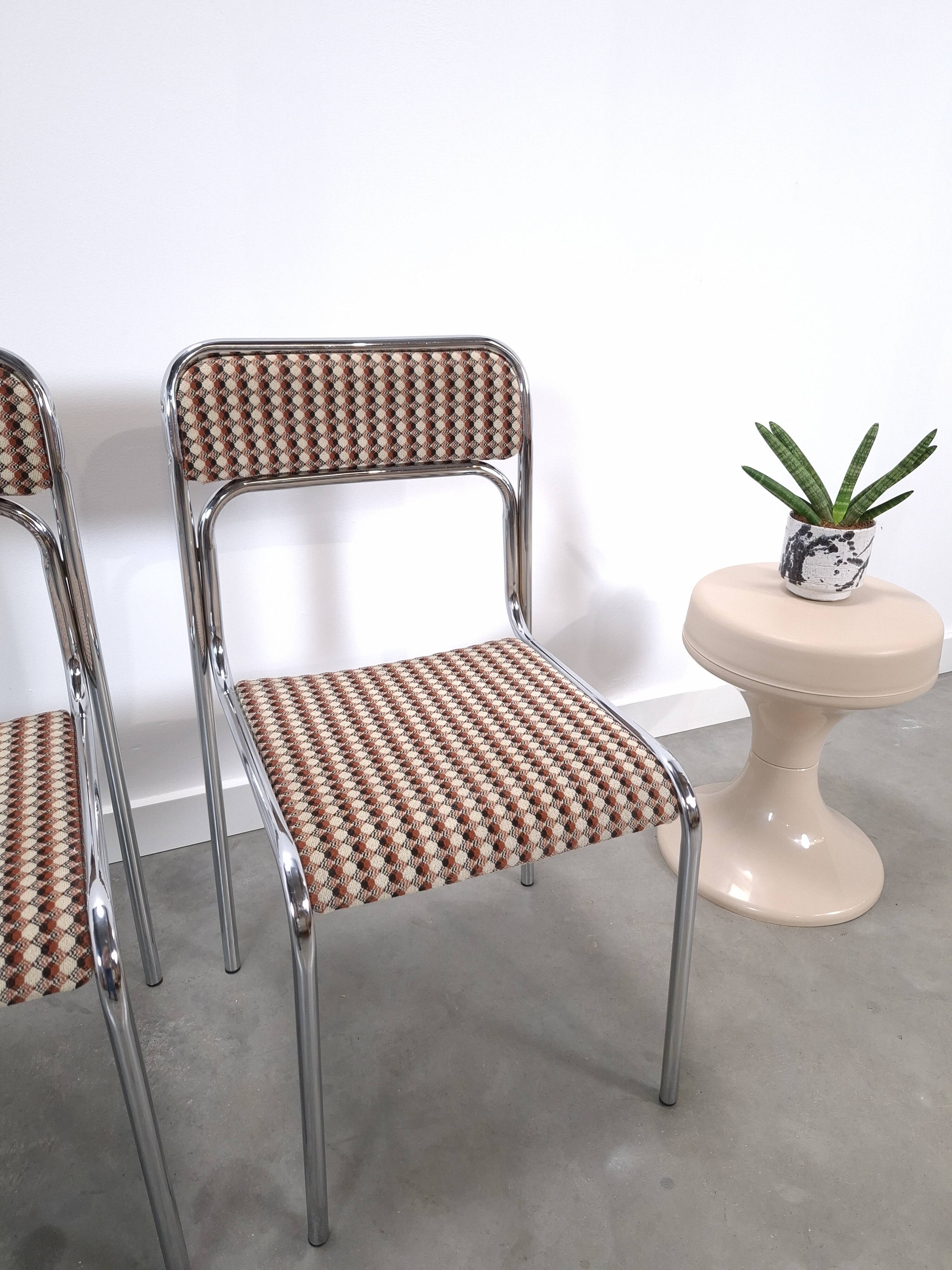 Space Age set 3x Bauhaus chromen buisframe stoelen