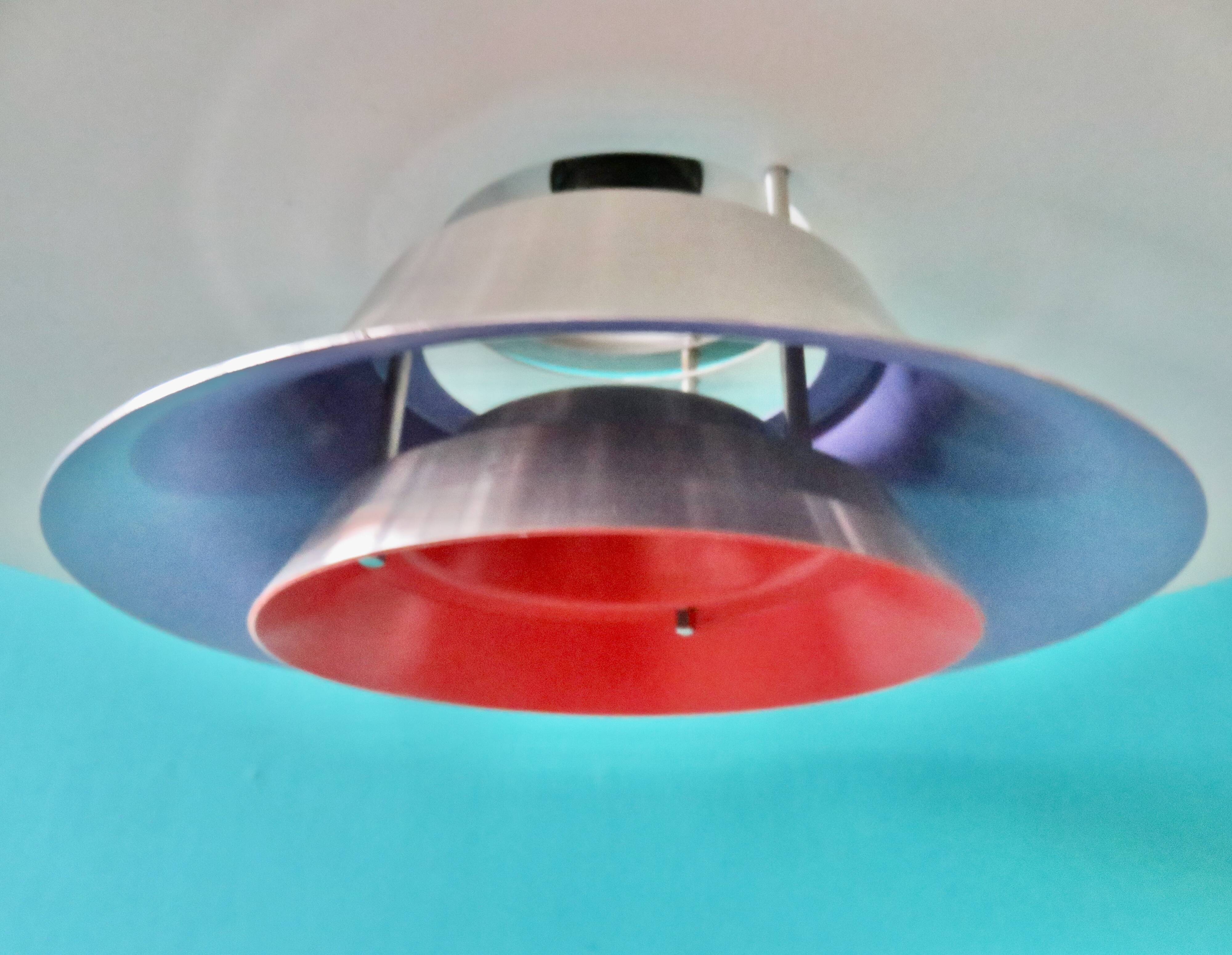 Suspension in brushed aluminum, interior in 3 colors. Denmark 1970