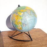 Vintage world map globe circa 1950