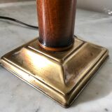 Brass and wood lamp