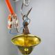 Art Deco Brass Pendant with Geometric Opaline Glass, Czechoslovakia 1930s