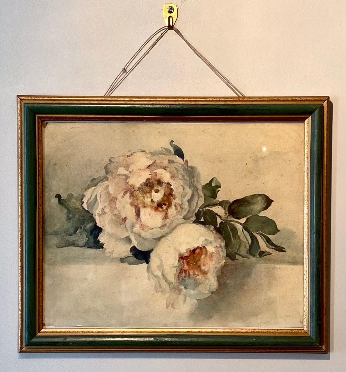 Tableau ancien, nature morte aux roses, XX siècle