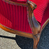 Louis XV style canapé in moulded wood – red velvet fabric – 19th century