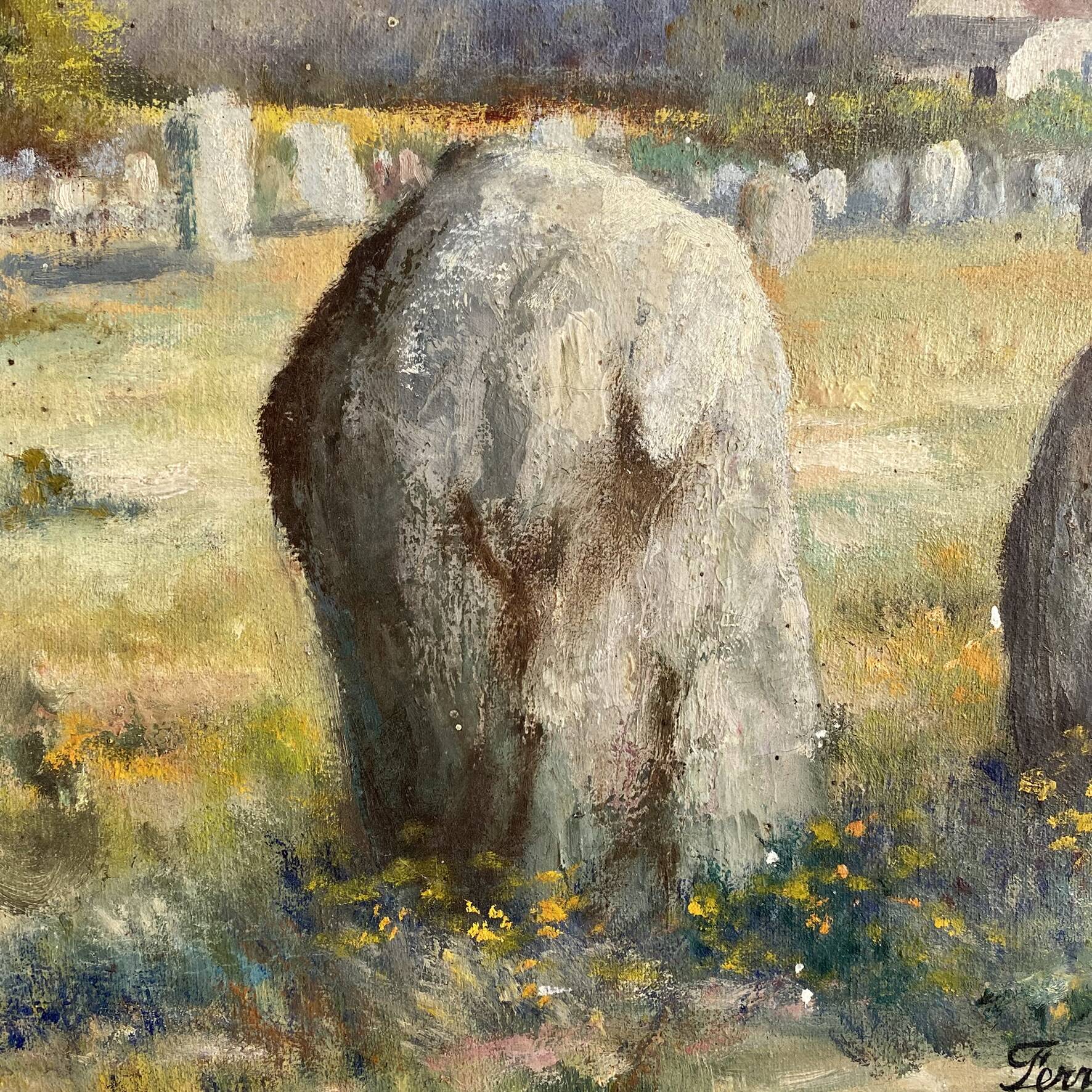 Huile sur toile paysage de Bretagne  Lucien Ferriot , Dolmens