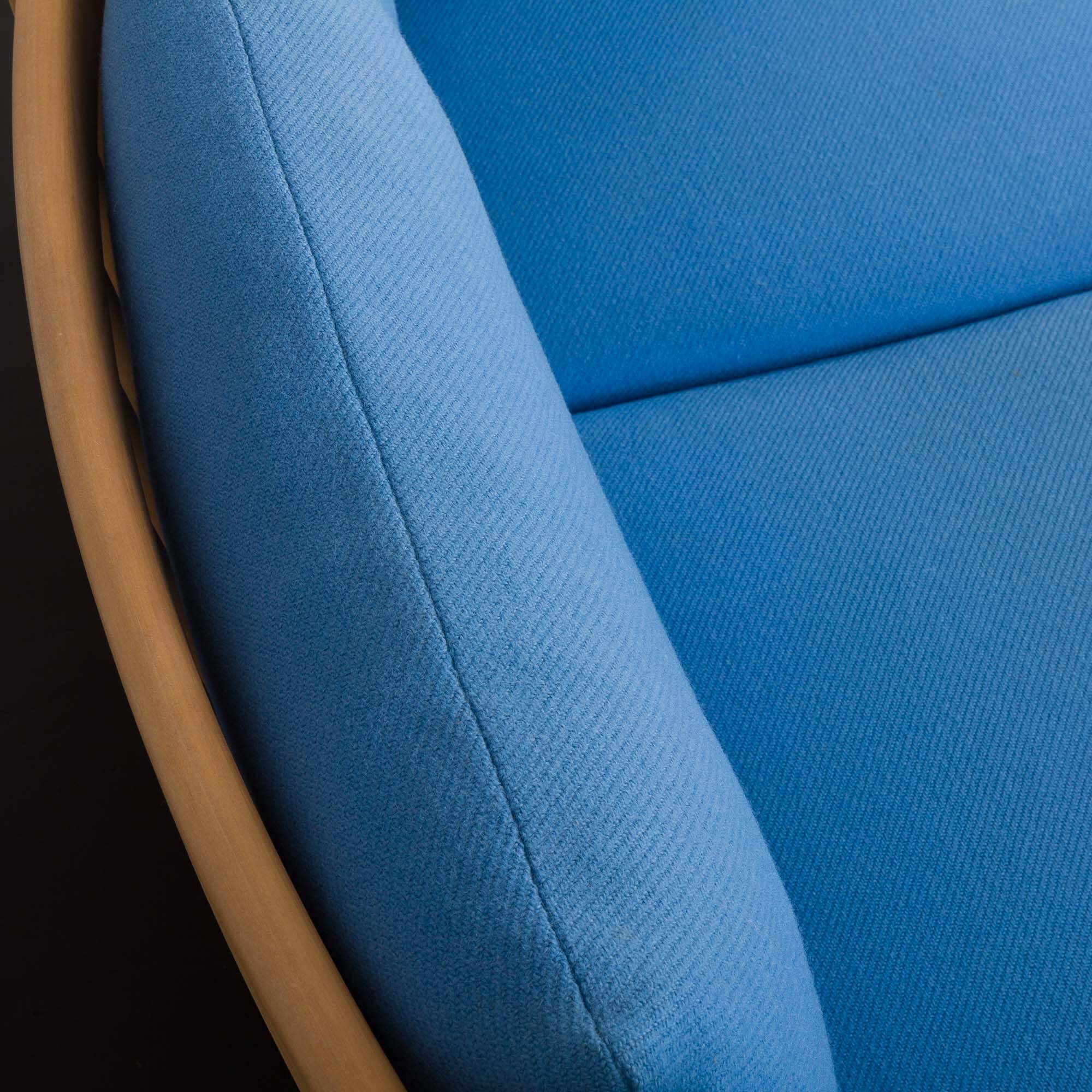 Danish mid century deep blue three seater sofa attr. to Stouby, 1980s.