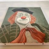 Tableau clown huile sur toile signée