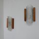 Mid-century glass and oak belgium wall light