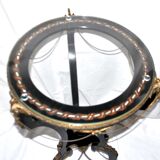 Napoleon III Gueridon Table blackened wood and gilded bronze swan - Mother-of-pearl marquetry top 19th century.