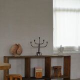 Primitive French shelf from the early 20th century in patinated oak, Wabi Sabi, 1920s.