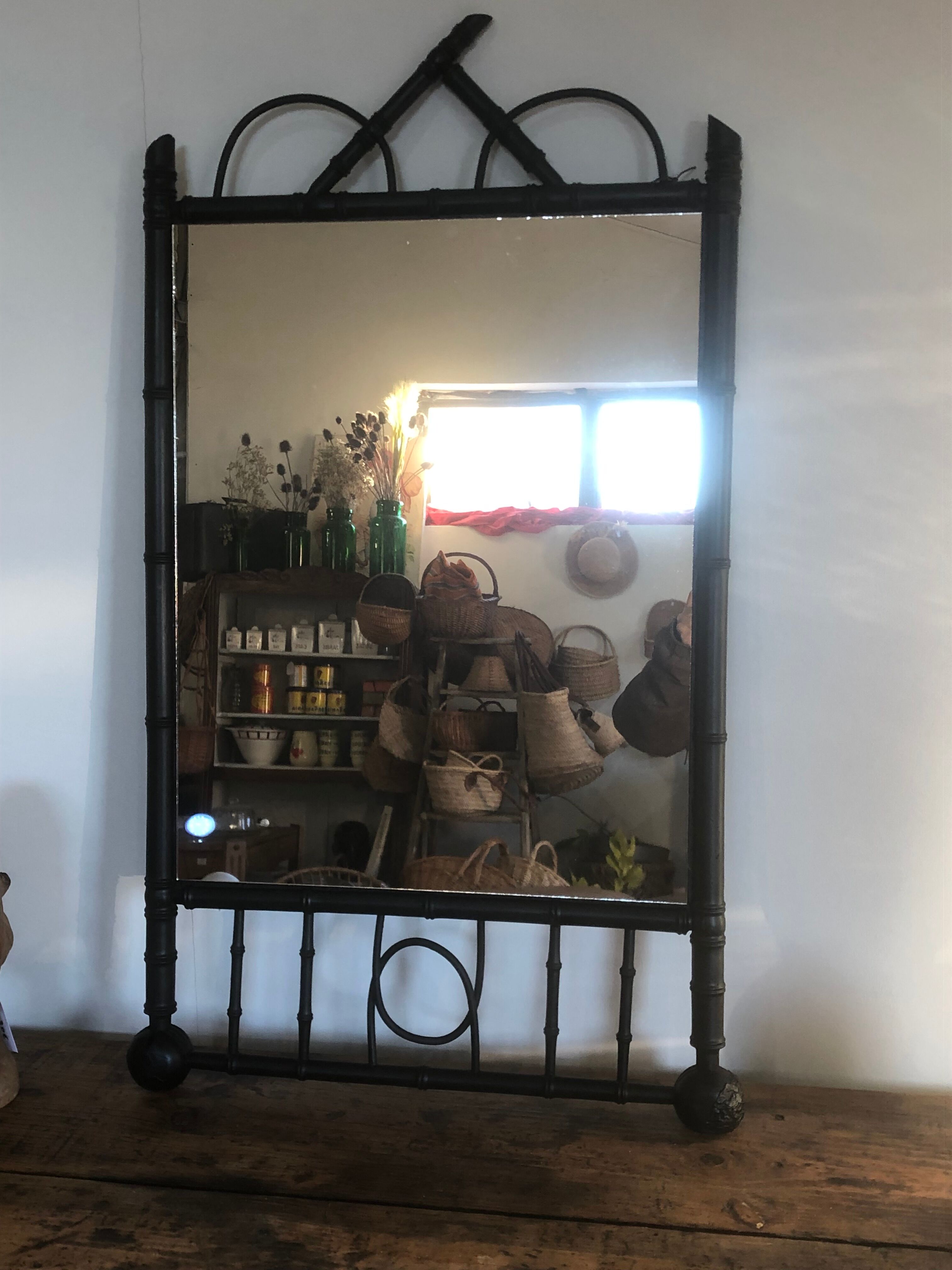 Turned wood mirror 54x95cm