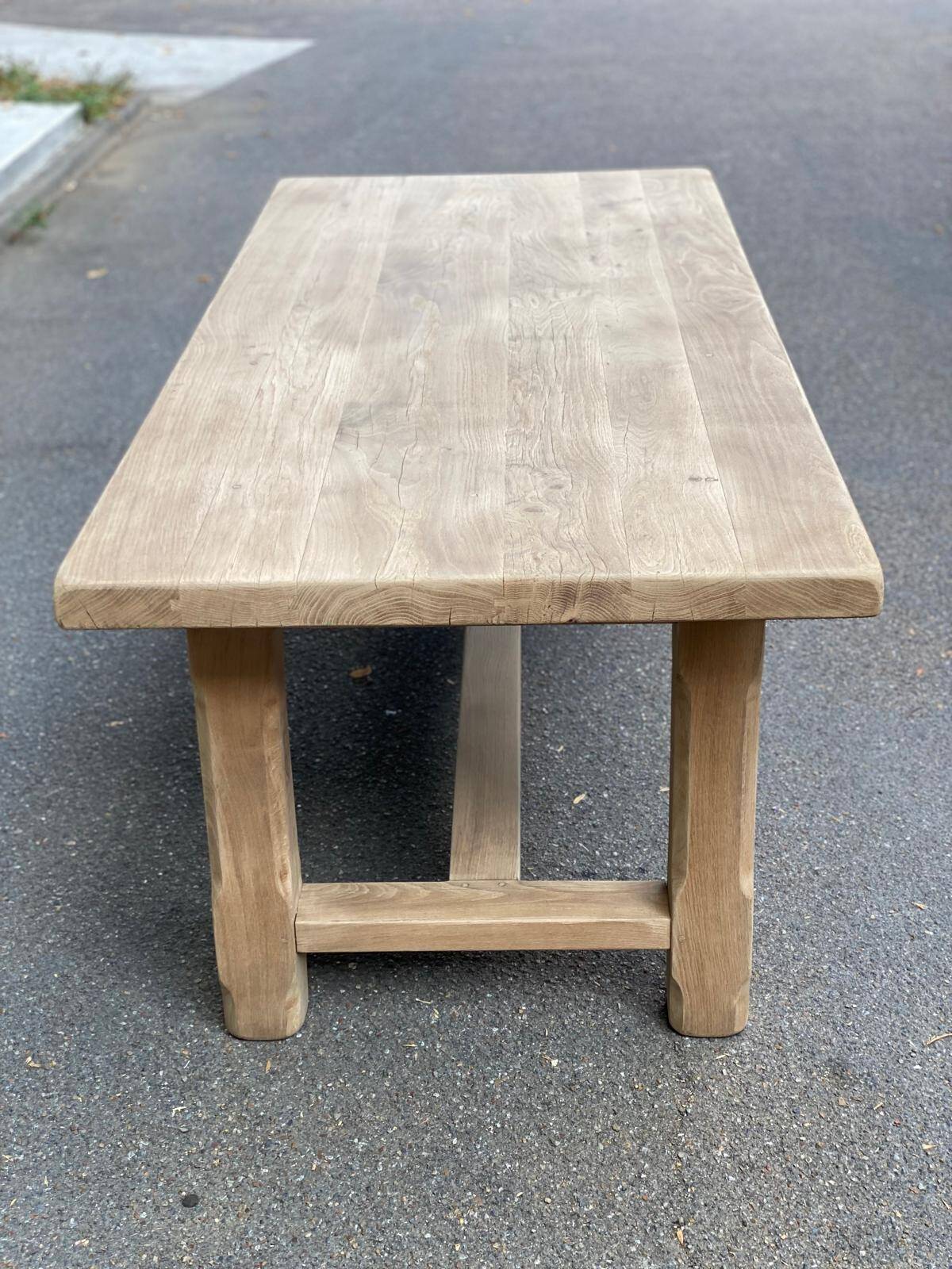 Farmhouse dining table stripped in solid raw oak 1930 - 216cm