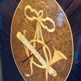 Exquisite Louis XV Style Bombé Commode with Musical Marquetry & Marble