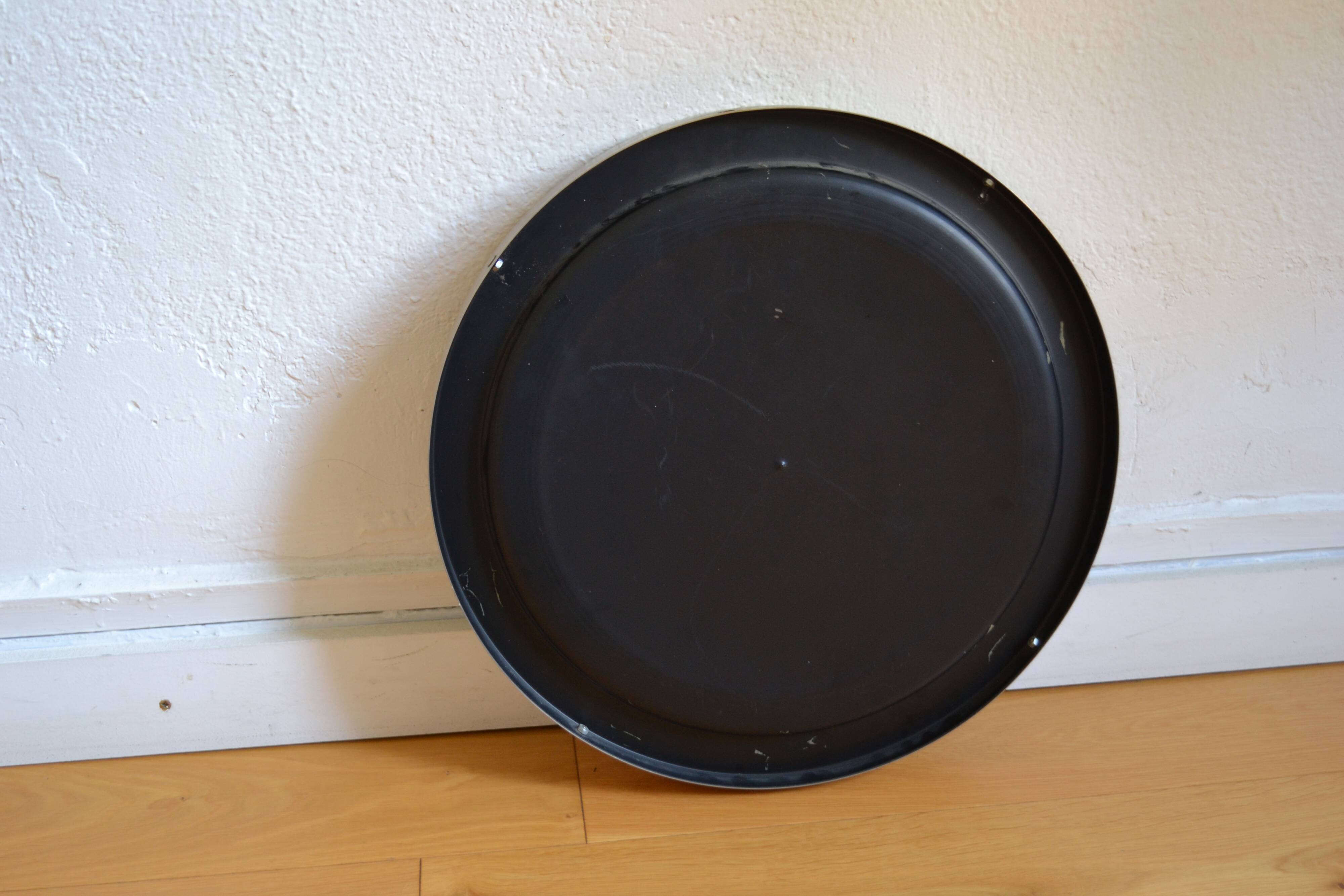 miroir rond 1970 cadre métal inox brossé 43 cm