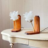 Pair of pink bedside lamps or wall lights