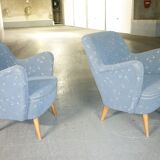 Set sofa and 2 armchairs vintage 50/60s organic fabrics vintage original