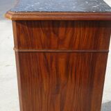 Nightstand with false drawers in walnut and marble, Louis Philippe