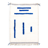 Beni Ouarain Berber rug with Majorelle blue patterns, 1.49 x 1.03 m