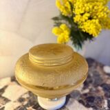 Lampe à poser art nouveau globe fleuri jaune
