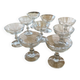 9 antique champagne glasses
