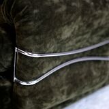 Pair of armchairs "Space Age", brown velvet and steel, France, circa 1970.