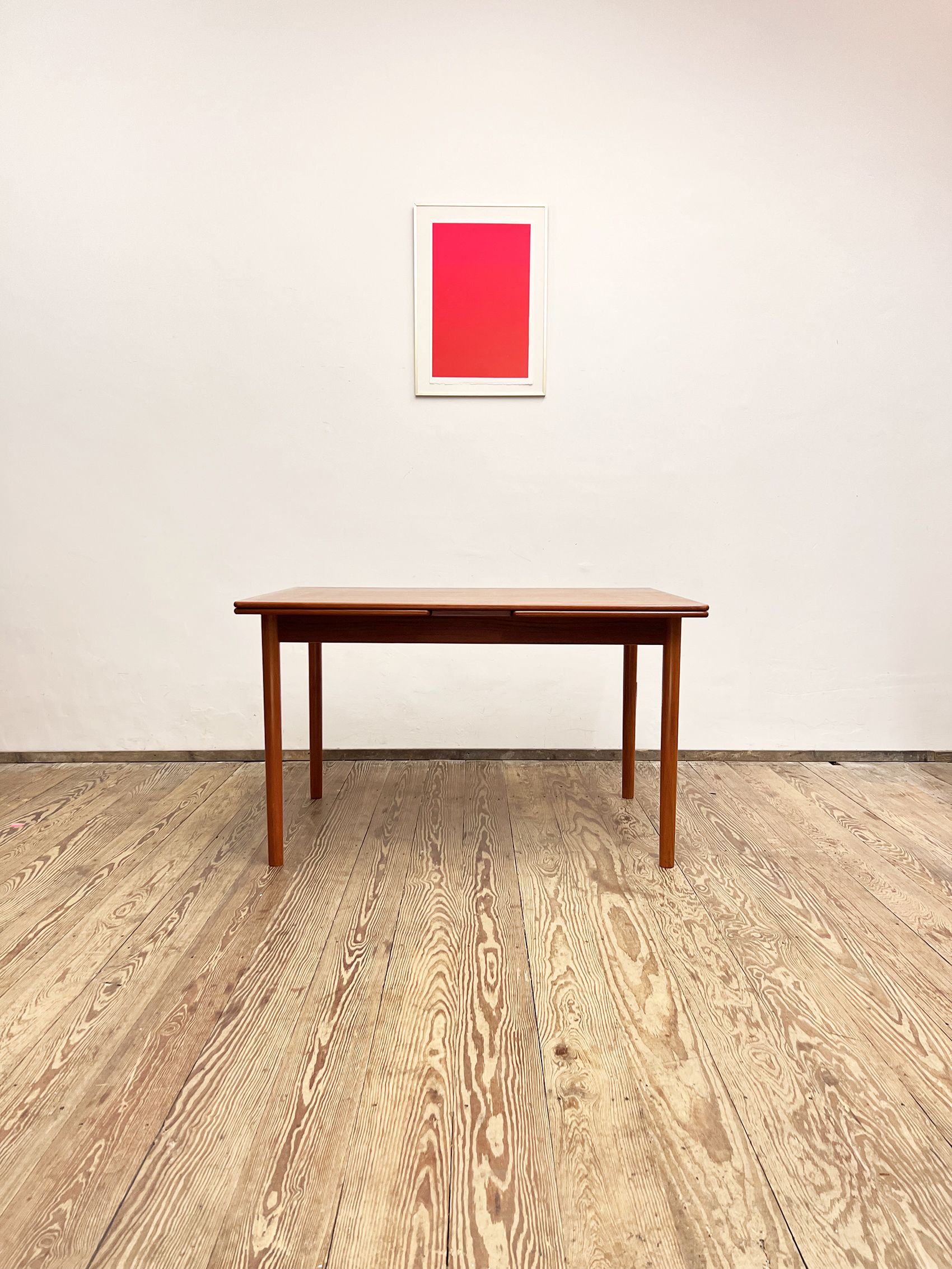 Extendable mid century teak dining table with pull out leaves, denmark, 1950s
