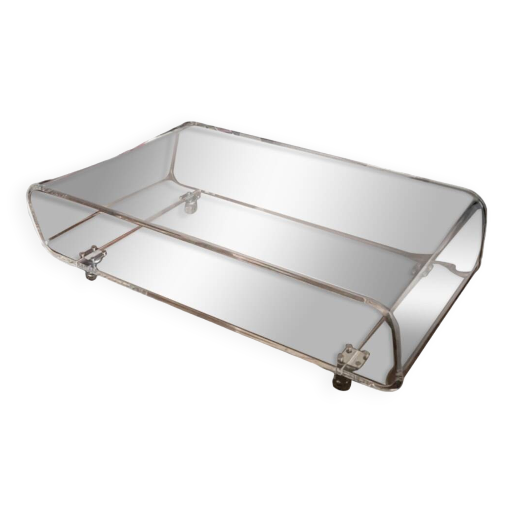 Habitat plexiglass coffee table on wheels