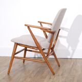 Fauteuil vintage scandinave en bois 1950