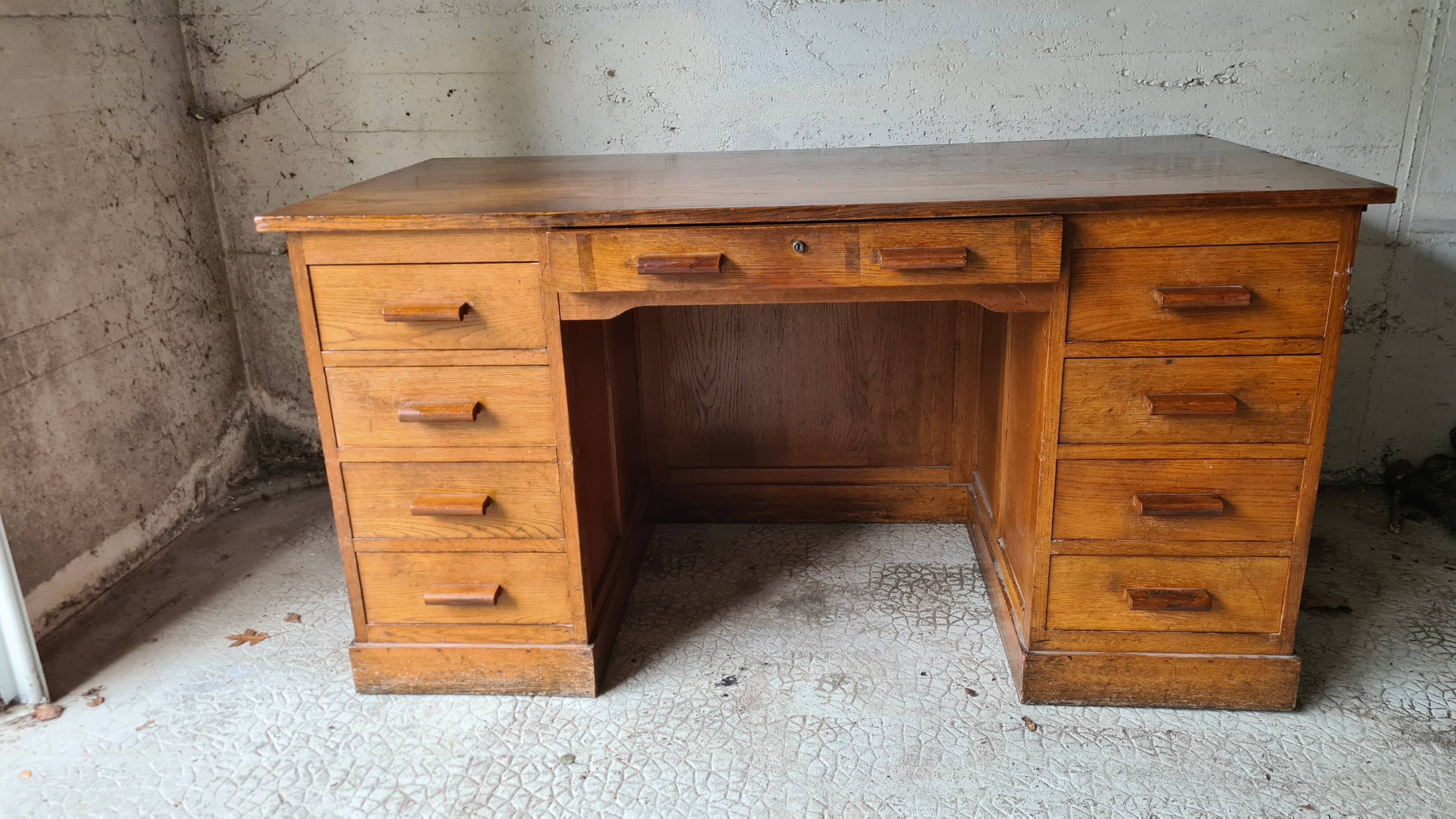 Old solid wood desk